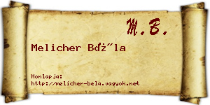 Melicher Béla névjegykártya